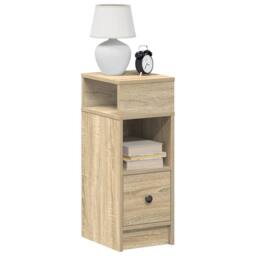 Berkfield Home Durable Bedside Cabinets 2 pcs with Drawer Sonoma Oak 25x31x66 cm in Light Brown - Size: 25 x 31 x 66 cm - thumbnail 2
