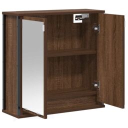 Berkfield Home Bathroom Wall Cabinet with Mirror Brown Oak 60x21x60 cm - Size: 60 x 21 x 60 cm - thumbnail 4