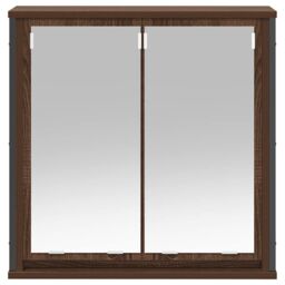 Berkfield Home Bathroom Wall Cabinet with Mirror Brown Oak 60x21x60 cm - Size: 60 x 21 x 60 cm - thumbnail 5