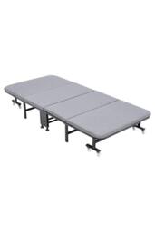 Living and Home 4-Fold Metal Framed Bed with Mattress and Wheels in Grey