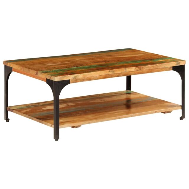 Berkfield Home Coffee Table with Shelf 100x60x35 cm Solid Reclaimed Wood in Brown - Size: 100 x 60 x 35 cm - image 1