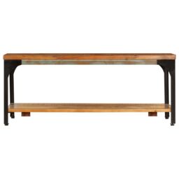 Berkfield Home Coffee Table with Shelf 100x60x35 cm Solid Reclaimed Wood in Brown - Size: 100 x 60 x 35 cm - thumbnail 2