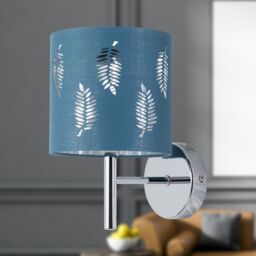 First Choice Lighting Brea - Chrome Wall Light with Teal Fern Shade in Silver - thumbnail 4