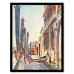 Artery8 John Singer Sargent Framed Wall Art Gondola Moorings on the Grand Canal - Size: A4 - thumbnail 1