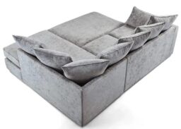 LUXURY LIFE Ariana Left Hand Fabric Corner Sofa with Footstool in Metallic Silver - thumbnail 4