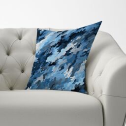 Warren Reed - Designer Blue & Grey Canvas Brushstrokes Cushions - Size: 45 cm x 45 cm - thumbnail 3