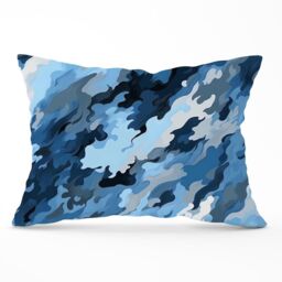 Warren Reed - Designer Blue & Grey Canvas Brushstrokes Cushions - Size: 45 cm x 45 cm - thumbnail 1