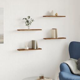 Berkfield Home Wall Shelves 4 pcs Old Wood 40x10x1.5 cm Engineered Wood in Brown - thumbnail 3