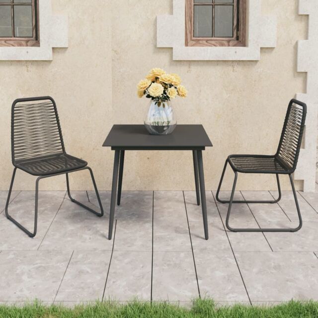 Berkfield Home 3 Piece Garden Dining Set PVC Rattan Black - image 1