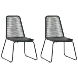Berkfield Home 3 Piece Garden Dining Set PVC Rattan Black - thumbnail 4
