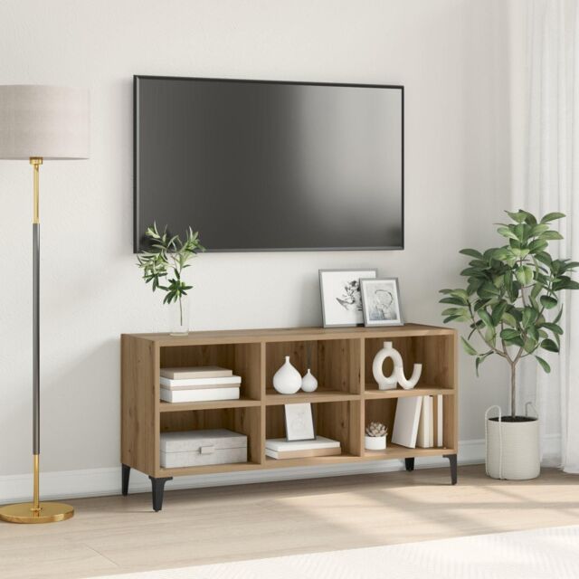 Berkfield Home TV Stand Artisan Oak Engineered wood, Metal Medium TV Stand in Brown - image 1
