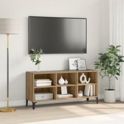Berkfield Home TV Stand Artisan Oak Engineered wood, Metal Medium TV Stand in Brown