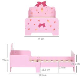 ZONEKIZ Princess-Themed Kids Toddler Bed with Cute Patterns, Safety Rails - Pink - Size: Single - thumbnail 3