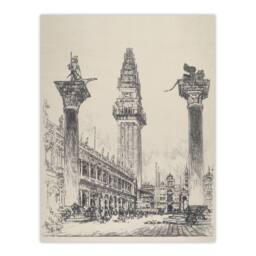 "Artery8 Joseph Pennell Venice Rebuilding the Campanile Wall Art Print in Grey - Size: W12"" x H16""" - thumbnail 1