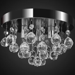 Berkfield Home Pendant Ceiling Lamp Crystal Design Chandelier Chrome in Black - thumbnail 2