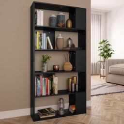 Berkfield Home Book Cabinet/Room Divider Black 80x24x159 cm Engineered Wood - Size: 80 x 24 x 159 cm - thumbnail 1