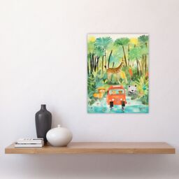 Artery8 Jungle Safari Adventure Animals Kids Bedroom Nursery Giraffe Lion Watercolour Artwork Unframed Wall Art Print Poster Home Decor Premium - thumbnail 4