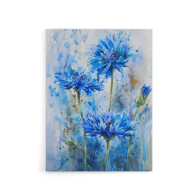 "Artery8 Cornflowers Flower Watercolour Canvas Wall Art Print in Blue - Size: W18"" x H24""" - image 1