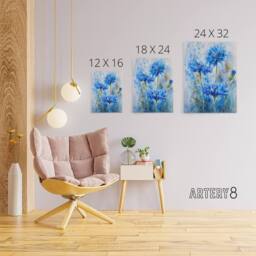 "Artery8 Cornflowers Flower Watercolour Canvas Wall Art Print in Blue - Size: W18"" x H24""" - thumbnail 4