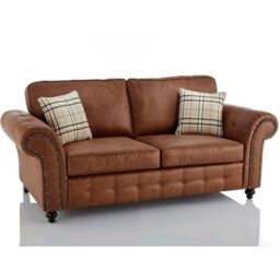 Furniture 786 Oakland Suede Leather 3 Seater Sofa in Brown - thumbnail 3