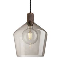 Industville Knurled Smoked Glass Schoolhouse Pendant - 10 Inch in Bronze - Size: 10 inches - thumbnail 1