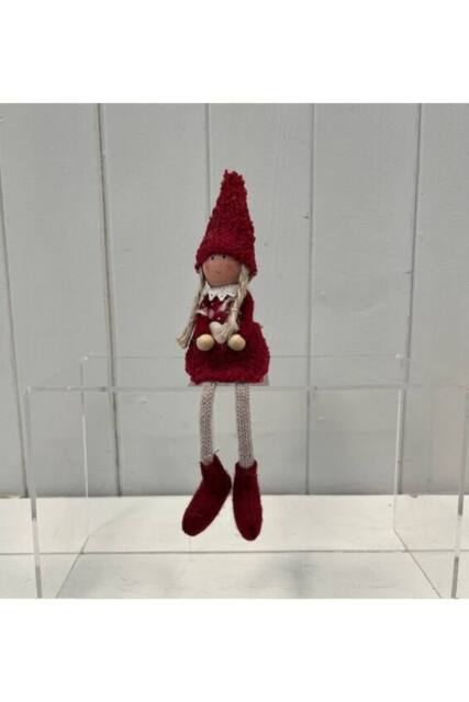 KDMD Red Boucle Sitting Doll with Wooden Heart - image 1