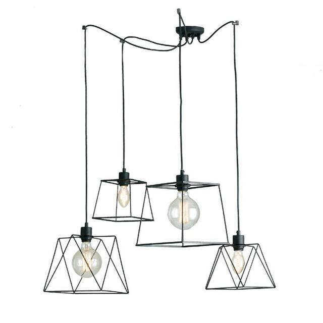 Netlighting BROOKLYN 4 Light Cluster Pendant Ceiling Light Black 250cm - image 1