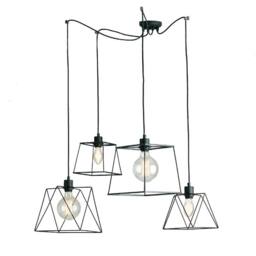 Netlighting BROOKLYN 4 Light Cluster Pendant Ceiling Light Black 250cm - thumbnail 1