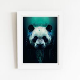 "Warren Reed - Designer Panda Face Splashart Dark Background Framed Art Print in White - Size: W8"" x H10""" - thumbnail 2