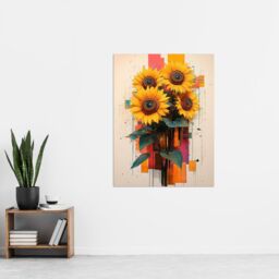"Artery8 Sunflower Bouquet Modern Floral Abstract Painting Wall Art Print in Yellow - Size: W18"" x H24""" - thumbnail 4