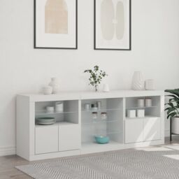 Berkfield Home Sideboard with LED Lights White 181.5x37x67 cm - thumbnail 3