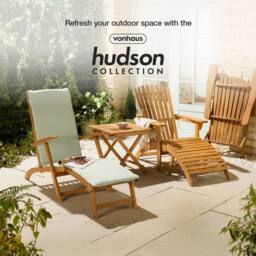 VonHaus Hudson Wooden Folding Garden Sun Lounger with Cushion in Natural - thumbnail 8