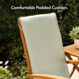 VonHaus Hudson Wooden Folding Garden Sun Lounger with Cushion in Natural - thumbnail 7