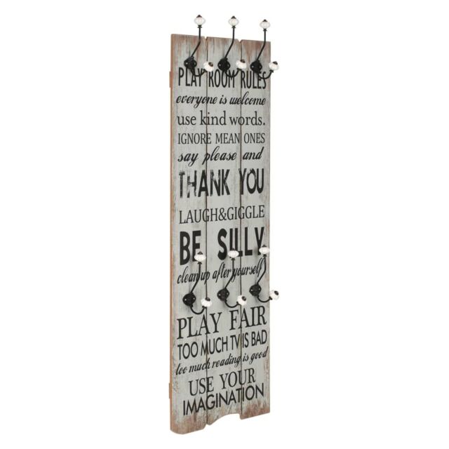 Berkfield Home Wall-mounted Coat Rack with 6 Hooks 120x40 cm THANK YOU - image 1