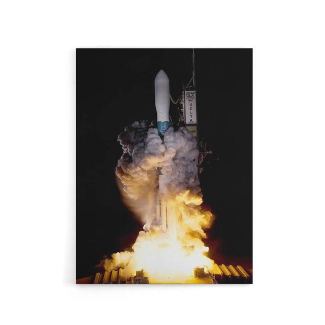 "Artery8 NASA Kepler Telescope Delta Rocket Launch Canvas Wall Art Print in Black - Size: W18"" x H24""" - image 1