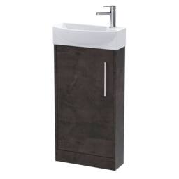 Balterley Winshill 1 Door Left-Hand Cloakroom Vanity Basin Unit, 440mm in Grey - thumbnail 1
