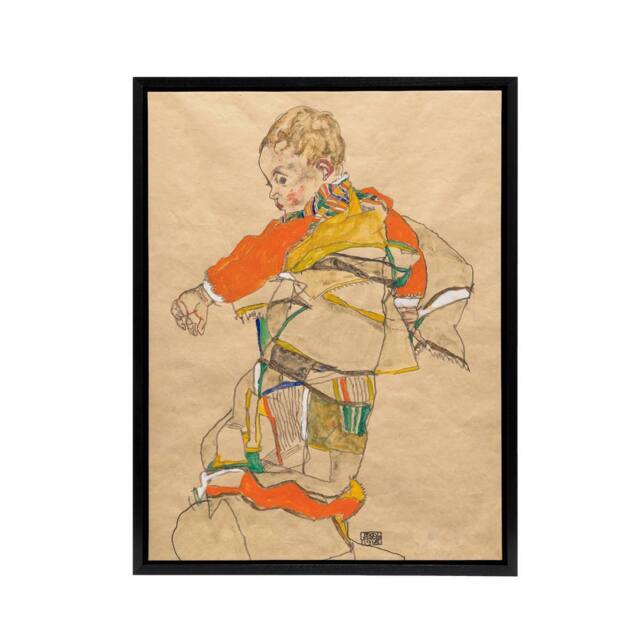 "Artery8 Anton Peschka Jr Portrait of a Child Schiele Framed Canvas Wall Art in Beige - Size: W18"" x H24""" - image 1