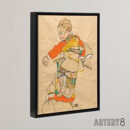 "Artery8 Anton Peschka Jr Portrait of a Child Schiele Framed Canvas Wall Art in Beige - Size: W18"" x H24""" - thumbnail 2