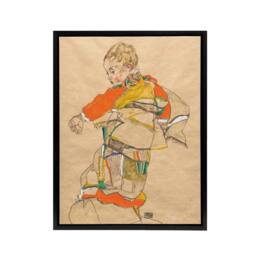 "Artery8 Anton Peschka Jr Portrait of a Child Schiele Framed Canvas Wall Art in Beige - Size: W18"" x H24""" - thumbnail 1