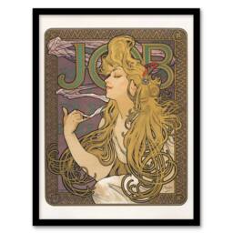 Artery8 Alphonse Mucha Framed Wall Art Job Paper Vintage Advert Art Nouveau in Purple - Size: A4 - thumbnail 1