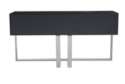Orsina Grey Hi‑Gloss Finish Console Table, Sleek Glossy Grey Top with Polished Stainless Steel Frame - thumbnail 3