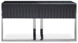Orsina Grey Hi‑Gloss Finish Console Table, Sleek Glossy Grey Top with Polished Stainless Steel Frame - thumbnail 6