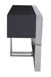 Orsina Grey Hi‑Gloss Finish Console Table, Sleek Glossy Grey Top with Polished Stainless Steel Frame - thumbnail 4