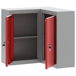 Berkfield Home Corner Tool Cabinet Wall-Mounted & Lockable Red Steel - thumbnail 4