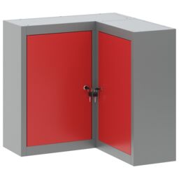 Berkfield Home Corner Tool Cabinet Wall-Mounted & Lockable Red Steel - thumbnail 2