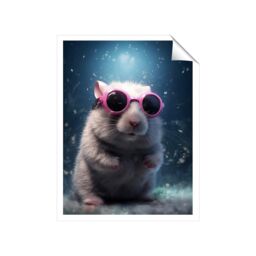 "Warren Reed - Designer Splashart DoorMouse with Pink Glasses Unframed Art Print - Size: W24"" x H36""" - thumbnail 1