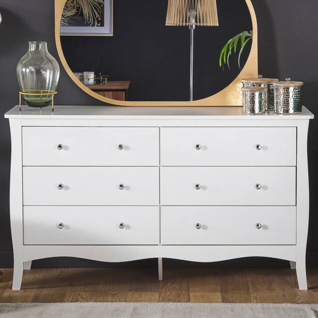 Wyld and Coco White Chest Drawers 6 Drawer Sideboard Modern French Style - image 1