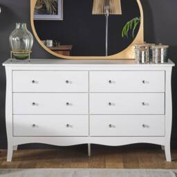 Wyld and Coco White Chest Drawers 6 Drawer Sideboard Modern French Style - thumbnail 1