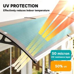 OUTSUNNY Door Canopy Outdoor Awning Rain Shelter for Window Porch, Brown - thumbnail 4