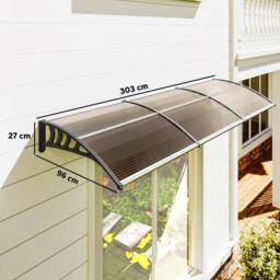 OUTSUNNY Door Canopy Outdoor Awning Rain Shelter for Window Porch, Brown - thumbnail 3